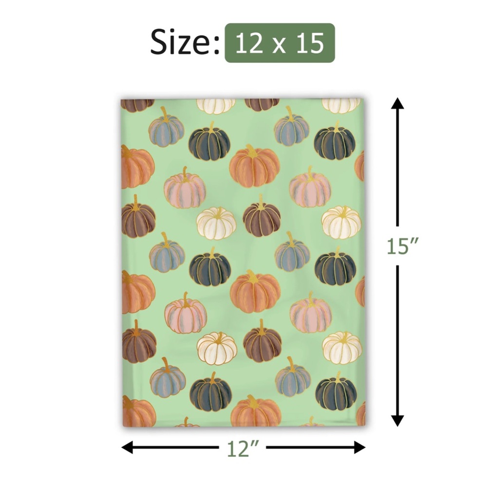 💚10 Designer Green Pumpkins Large poly Mailers 12 x 15 inch